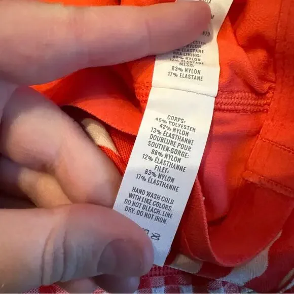 Offline by aerie Red & White Gingham Square Neck Crop Top Shelf‎ Bra Sz XL NEW - Picture 6 of 8